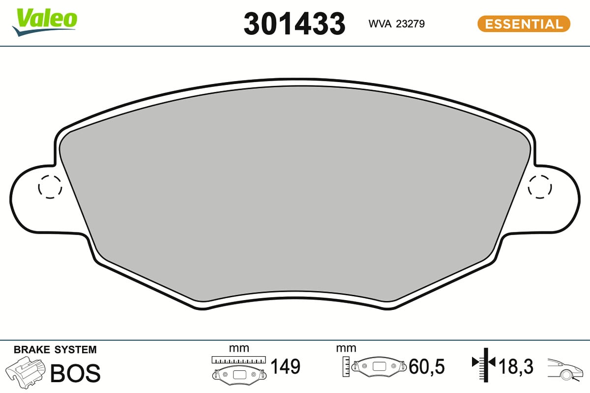 Jeu de 4 plaquettes de frein VALEO ref. 301433